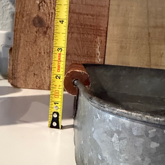 Rustic Farmhouse Galvanized Metal Serving Tray with Wooden Handles - Picture 5 of 5